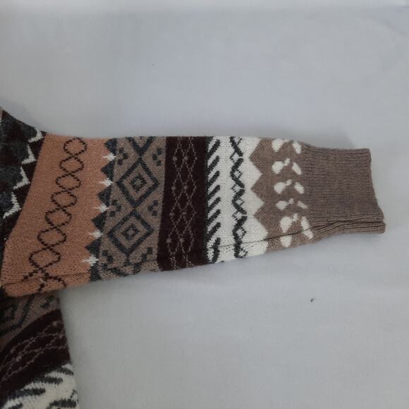 Romantichut Cropped Boho Geometric Print Cozy Sweater Neutral Tones Size Small - Picture 5 of 9